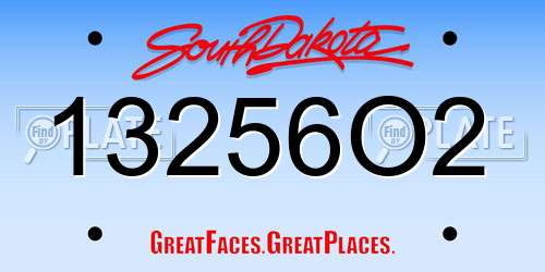 13256O2 South Dakota License Plate