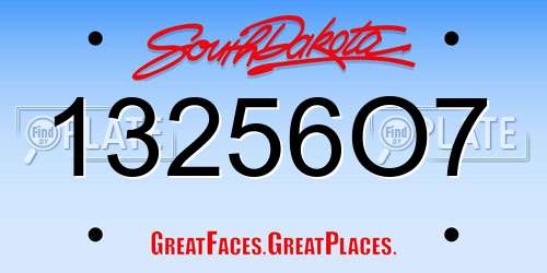 13256O7 South Dakota License Plate
