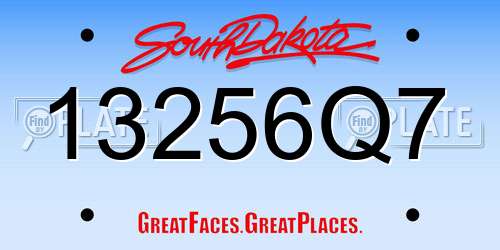 13256Q7 South Dakota License Plate