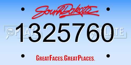 1325760 South Dakota License Plate