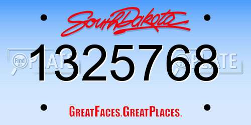 1325768 South Dakota License Plate