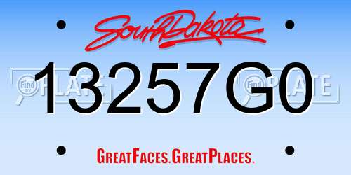 13257G0 South Dakota License Plate