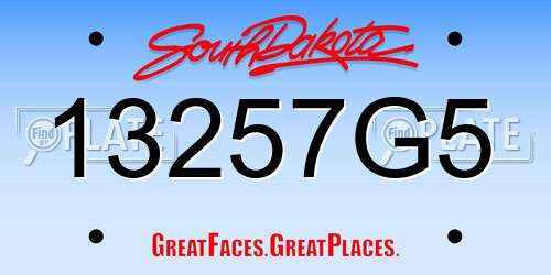 13257G5 South Dakota License Plate