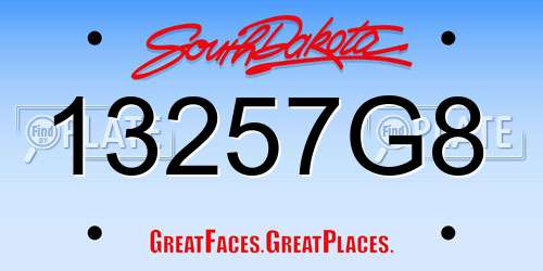 13257G8 South Dakota License Plate