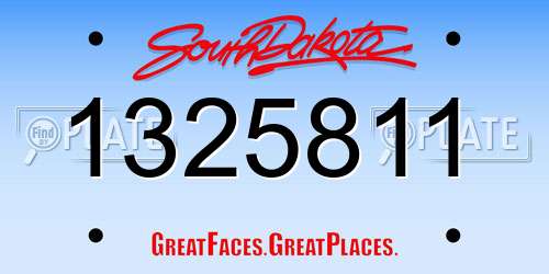 1325811 South Dakota License Plate