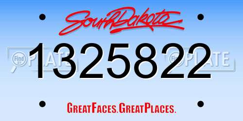 1325822 South Dakota License Plate