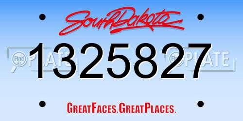 1325827 South Dakota License Plate
