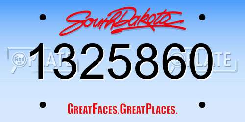 1325860 South Dakota License Plate