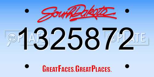 1325872 South Dakota License Plate