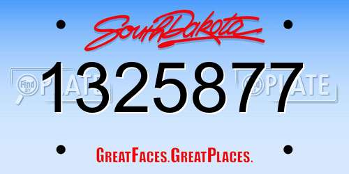 1325877 South Dakota License Plate