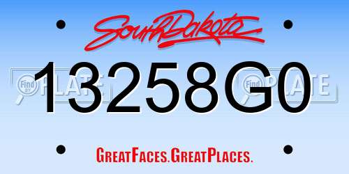 13258G0 South Dakota License Plate