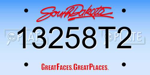 13258T2 South Dakota License Plate