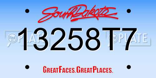 13258T7 South Dakota License Plate