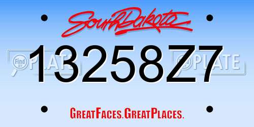 13258Z7 South Dakota License Plate