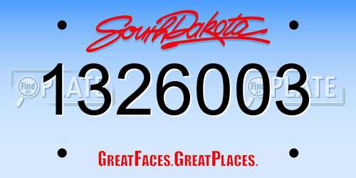 1326003 South Dakota License Plate