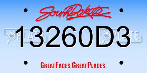 13260D3 South Dakota License Plate
