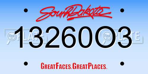 13260O3 South Dakota License Plate
