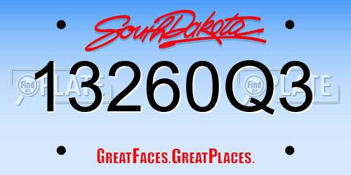 13260Q3 South Dakota License Plate