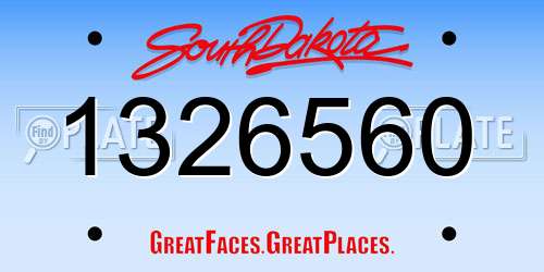 1326560 South Dakota License Plate