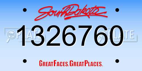 1326760 South Dakota License Plate