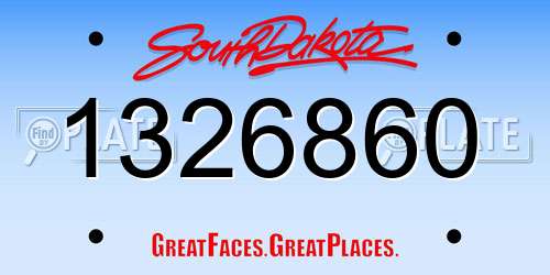 1326860 South Dakota License Plate