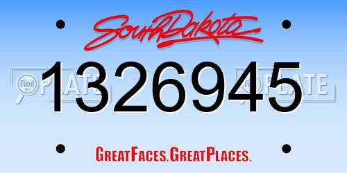 1326945 South Dakota License Plate