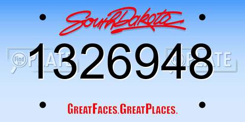 1326948 South Dakota License Plate