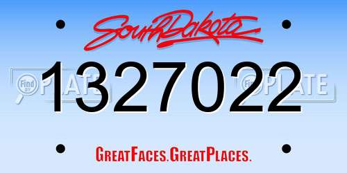 1327022 South Dakota License Plate