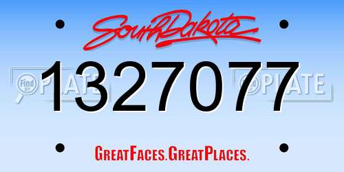 1327077 South Dakota License Plate
