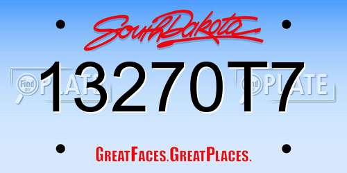 13270T7 South Dakota License Plate