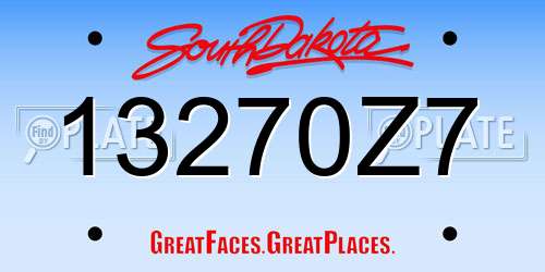 13270Z7 South Dakota License Plate