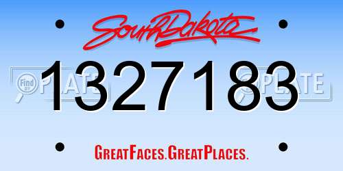 1327183 South Dakota License Plate