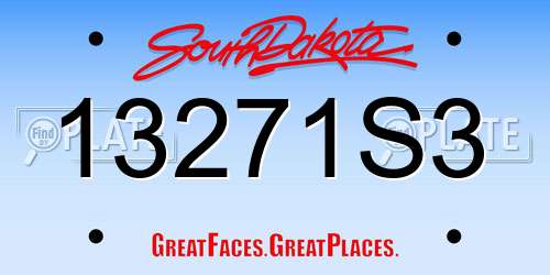 13271S3 South Dakota License Plate