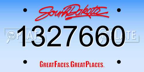 1327660 South Dakota License Plate