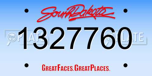 1327760 South Dakota License Plate