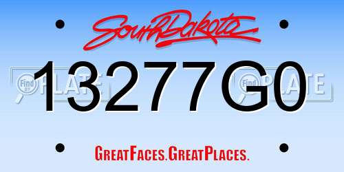 13277G0 South Dakota License Plate