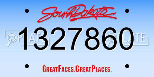 1327860 South Dakota License Plate