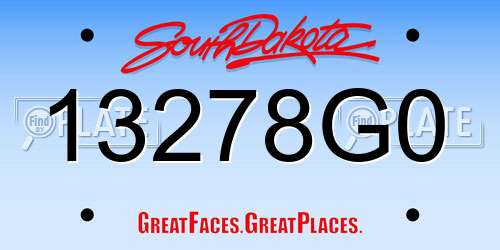 13278G0 South Dakota License Plate