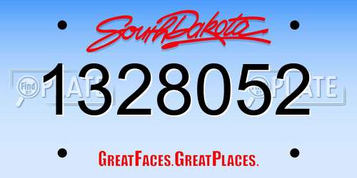 1328052 South Dakota License Plate