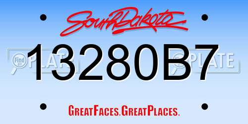 13280B7 South Dakota License Plate