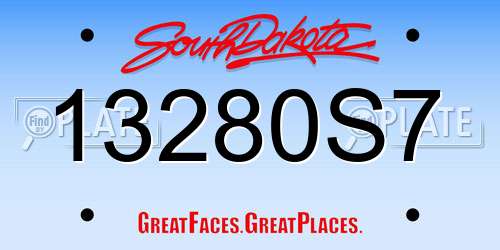 13280S7 South Dakota License Plate