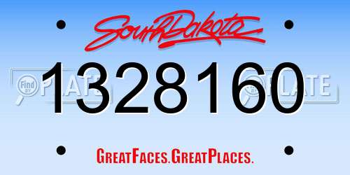 1328160 South Dakota License Plate