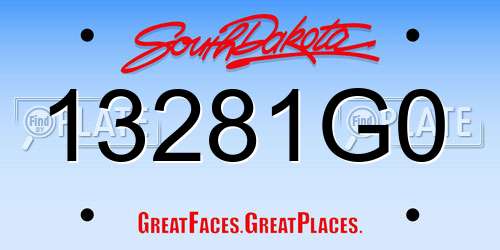 13281G0 South Dakota License Plate