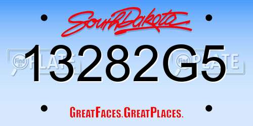 13282G5 South Dakota License Plate