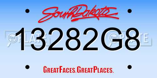 13282G8 South Dakota License Plate