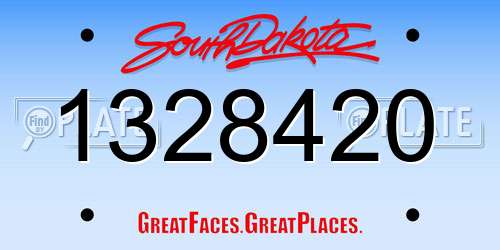 1328420 South Dakota License Plate