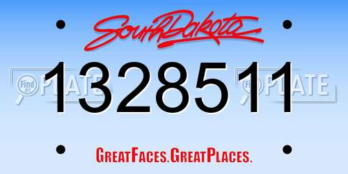 1328511 South Dakota License Plate