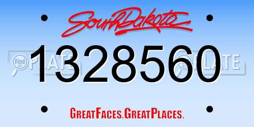1328560 South Dakota License Plate