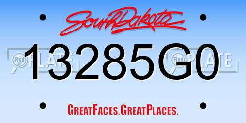 13285G0 South Dakota License Plate
