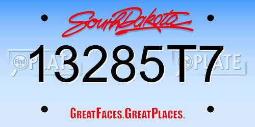 13285T7 South Dakota License Plate